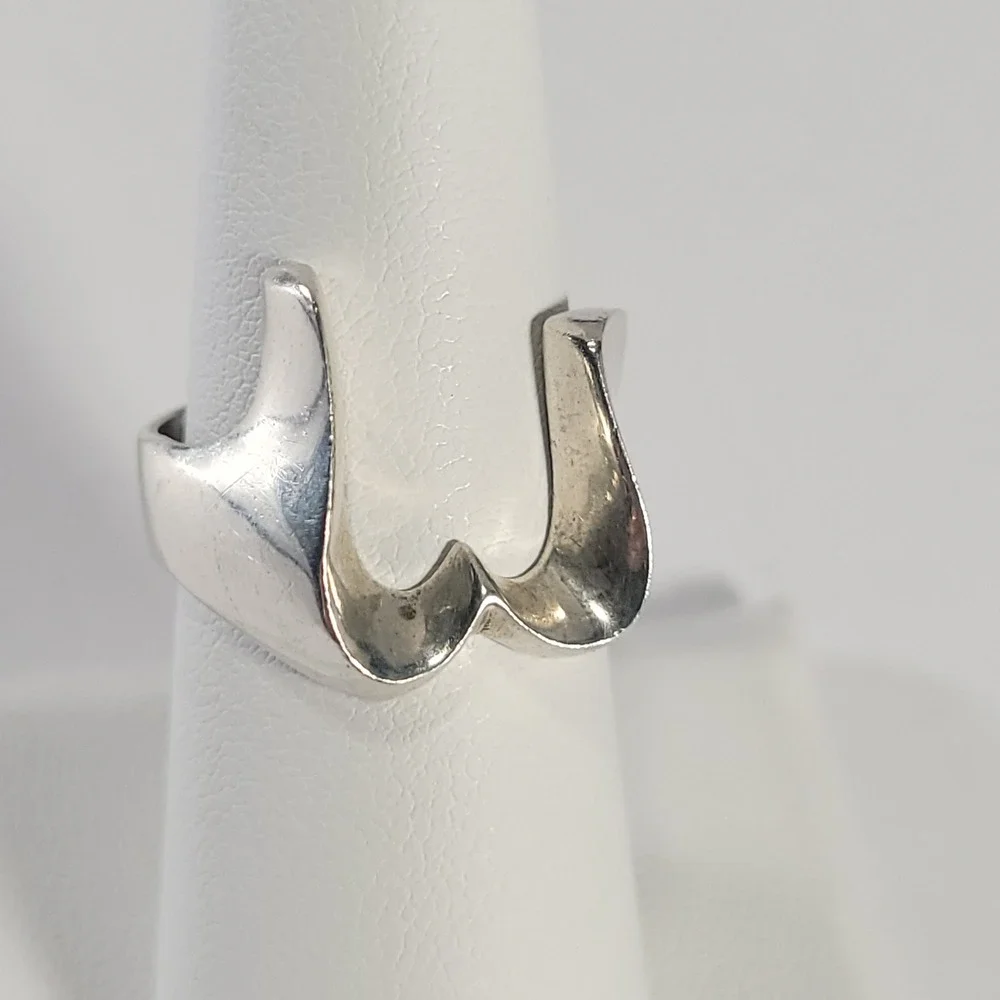 Taxco Sterling Silver Ring Size 7 Modernist Abstract Wavy Statement Mexico 950